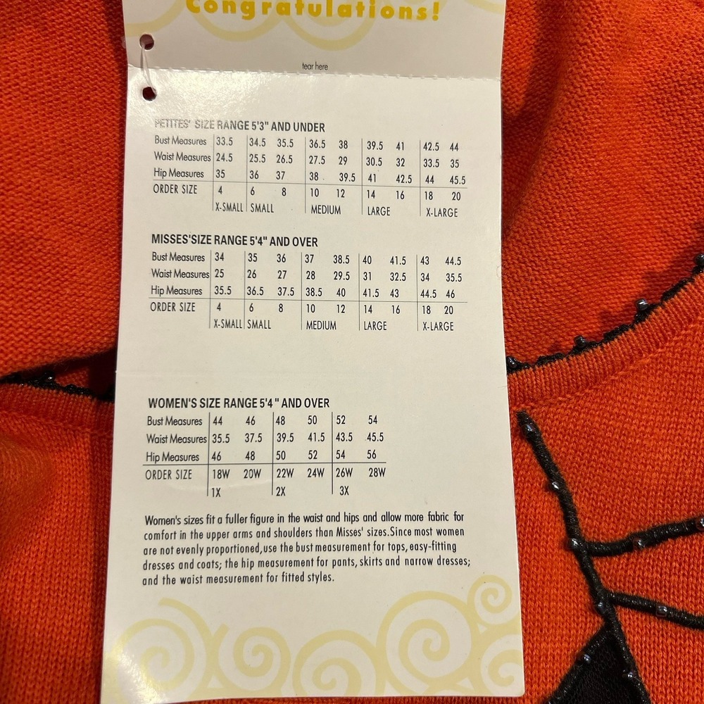 Vintage Quacker Factory Halloween Beaded spiderweb Orange Cardigan Sweater sz 1X - Picture 6 of 6